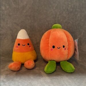 Plush Pumpkin and Candy Corn Toy Set